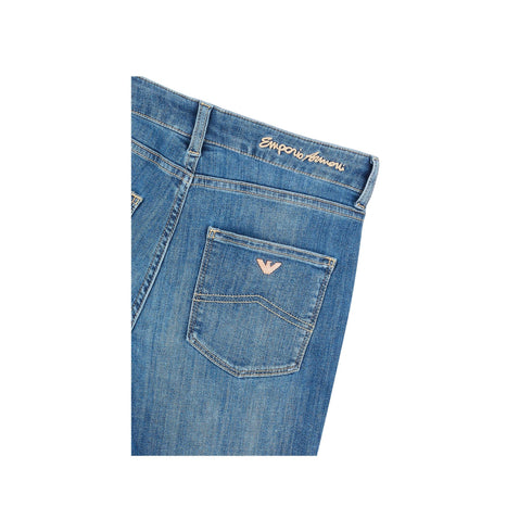 Jeans Donna cinque tasche con scritta Denim chiaro Emporio Armani- Francavilla Moda